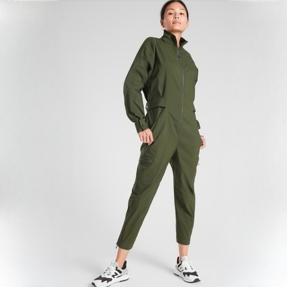Athleta Green Lenox Parachute Jumpsuit 6 - Picture 1 of 9